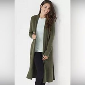 Barefoot Dreams Olive Green Cozy Chic Lite Catalina Long Caftan